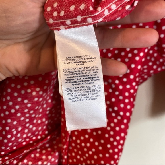 Chaps Non Iron Shirt 3/4 Sleeve Red Polka Dots Womens 1X - Picture 3 of 6